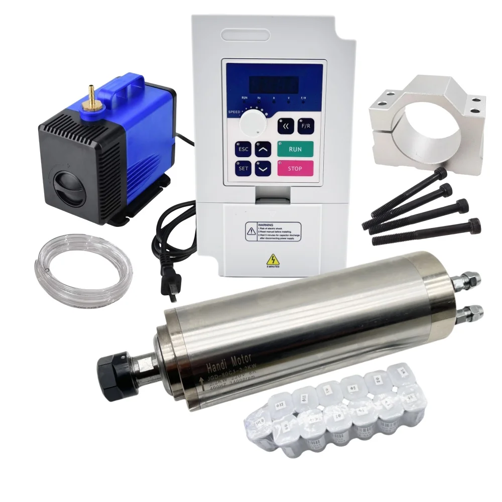 2.2Kw Water Cooled Spindle Kit Vfd - 80MM 2,2KW ER20 Wassergekühlter CNC-Spindelmotor-Kit 2,2KW
