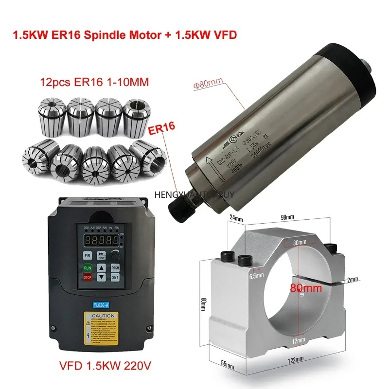 Luftgekühlter 800W 1500W 2200W – Er20 Collet Chuck Spindle Motor 220V Bewertung und Preis